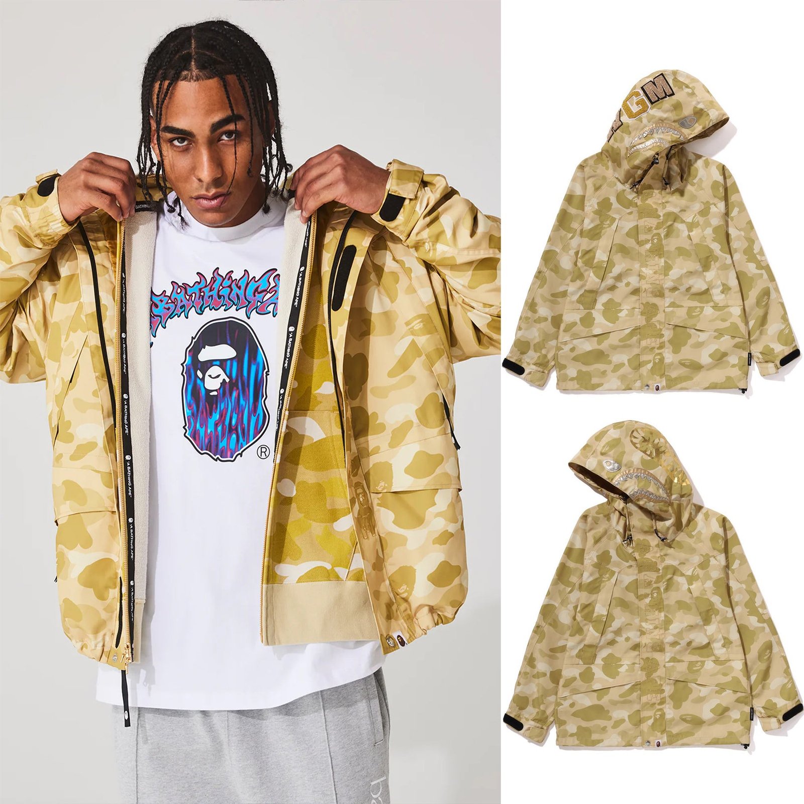 A BATHING APE COLOR CAMO SHARK SNOWBOARD JACKET – happyjagabee store