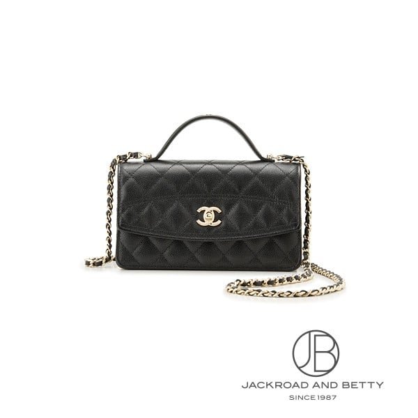 クラシックフォンホルダー チェーンクラッチ バッグ ブラック 黒