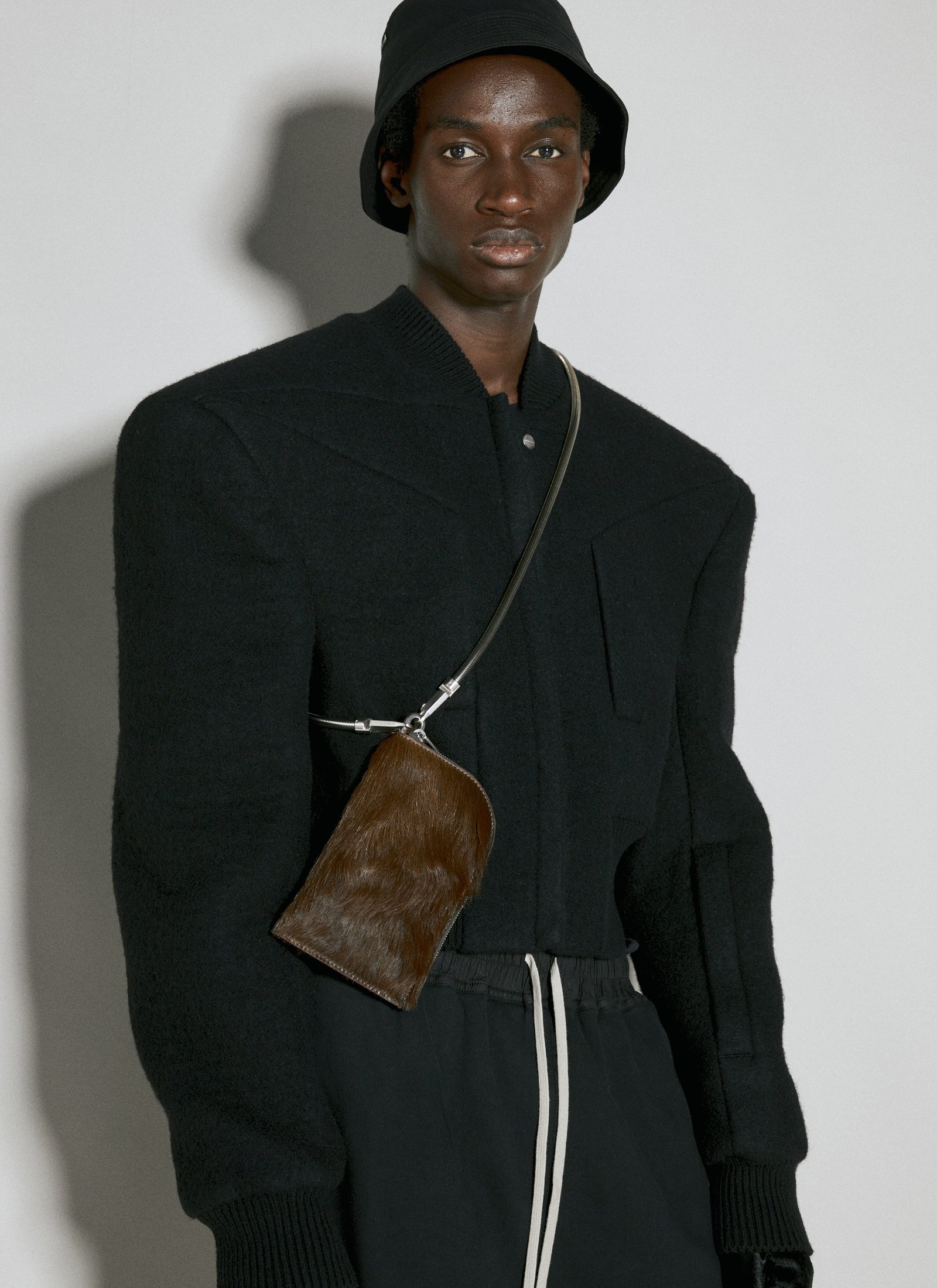 Rick Owens Men's' Fur Neck Wallet in Brown | LN-CC®