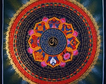 セール - 幸運を呼ぶ曼荼羅画 - ネパールの8つの縁起の良いシンボルの