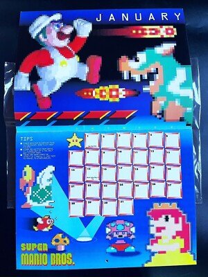 Vintage Nintendo The Power Game 1990 Calendar Zelda Metroid Super