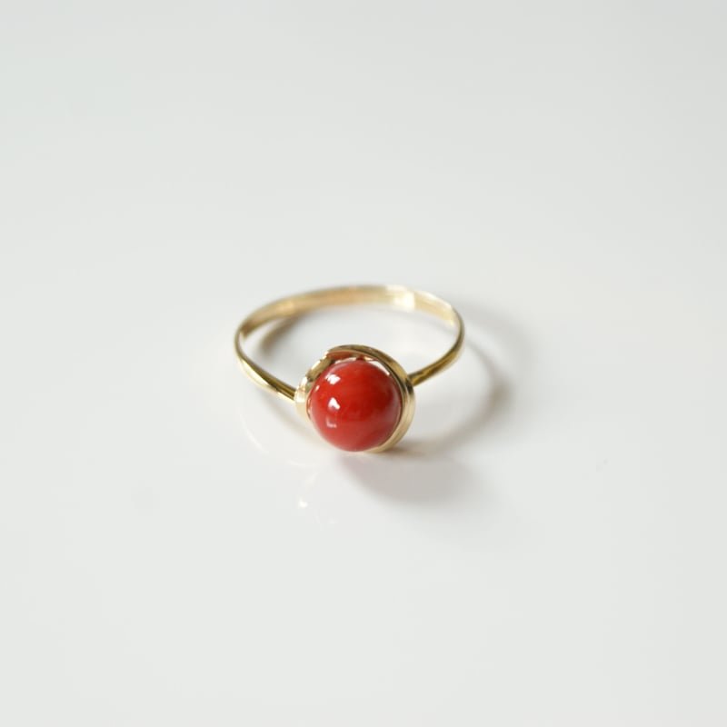 K18YG 赤珊瑚 リング指輪 / ヴィンテージジュエリー・アクセサリー