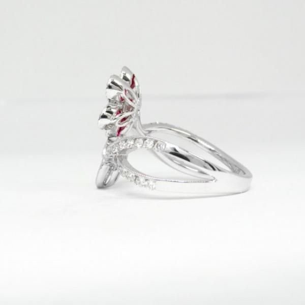 ルビー マーキスダイヤモンドフラワーモチーフリング R 1.31ct D 0.74