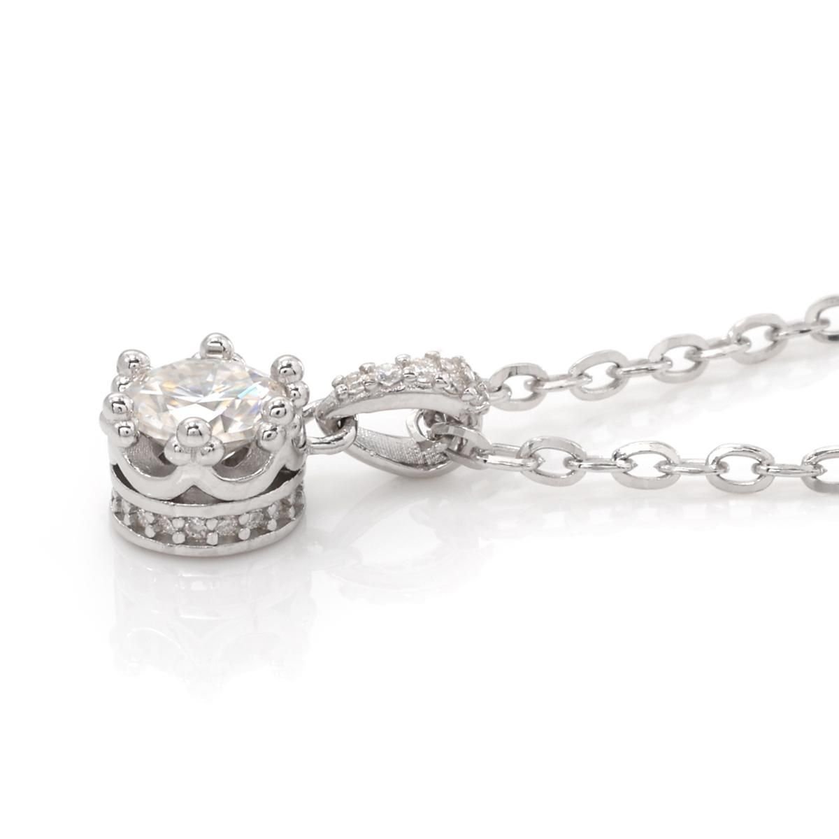 モアサナイト シルバー ネックレス&ペンダント 41cm-46cm CROWN-0.5CT