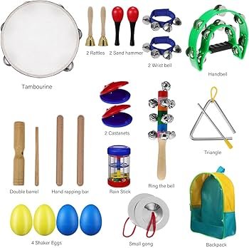 Amazon | DECHOUS 14ピース パーカッション楽器セット 木製タンバリン