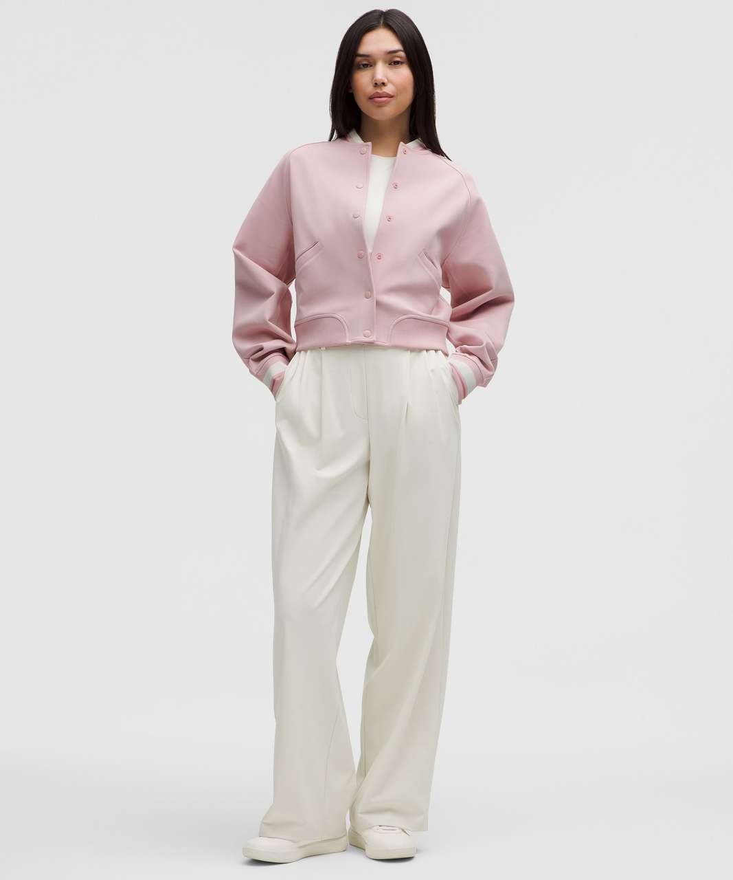 Lululemon Snap-Front Collegiate Jacket - Pink Haze - lulu fanatics