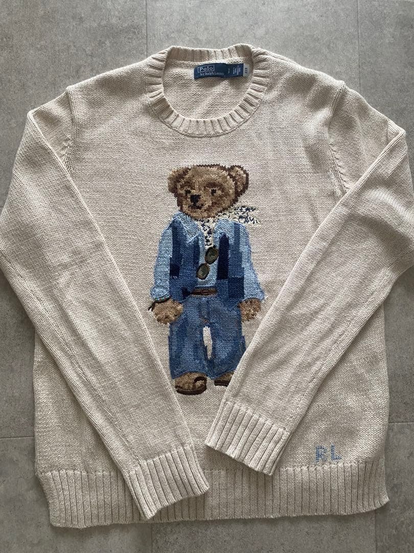 本日21:00値下げします！【Polo】人気のクマ刺繍長袖セーター ポロ ラルフローレンクマ刺繍の緑ニットセーター - メルカリ