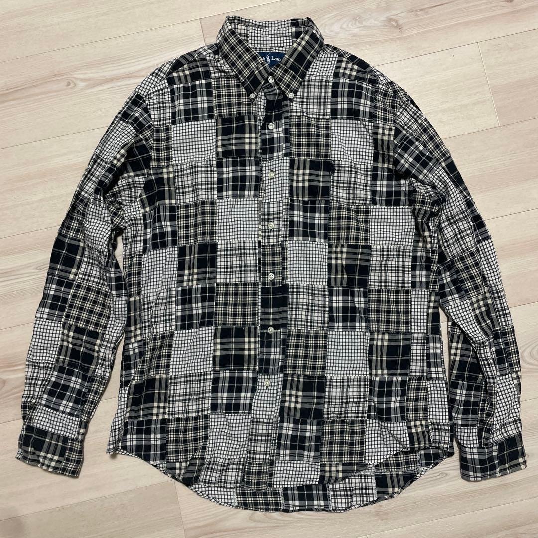希少 90s Ralph Lauren パッチワーク チェック柄シャツ Lサイズ 90s Ralph Lauren Patchwork L/S Shirt M / ラルフローレン パッチ