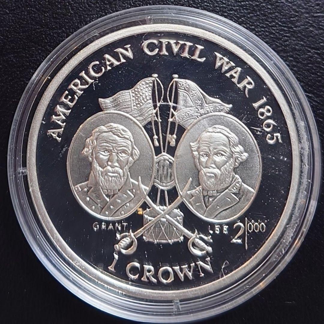 1999年 マン島銀貨 1クラウン アメリカ南北戦争記念銀貨 SV925 大型 楽天市場】即納・追跡可 新品未使用 1998 マン島 1オンス 1クラウン