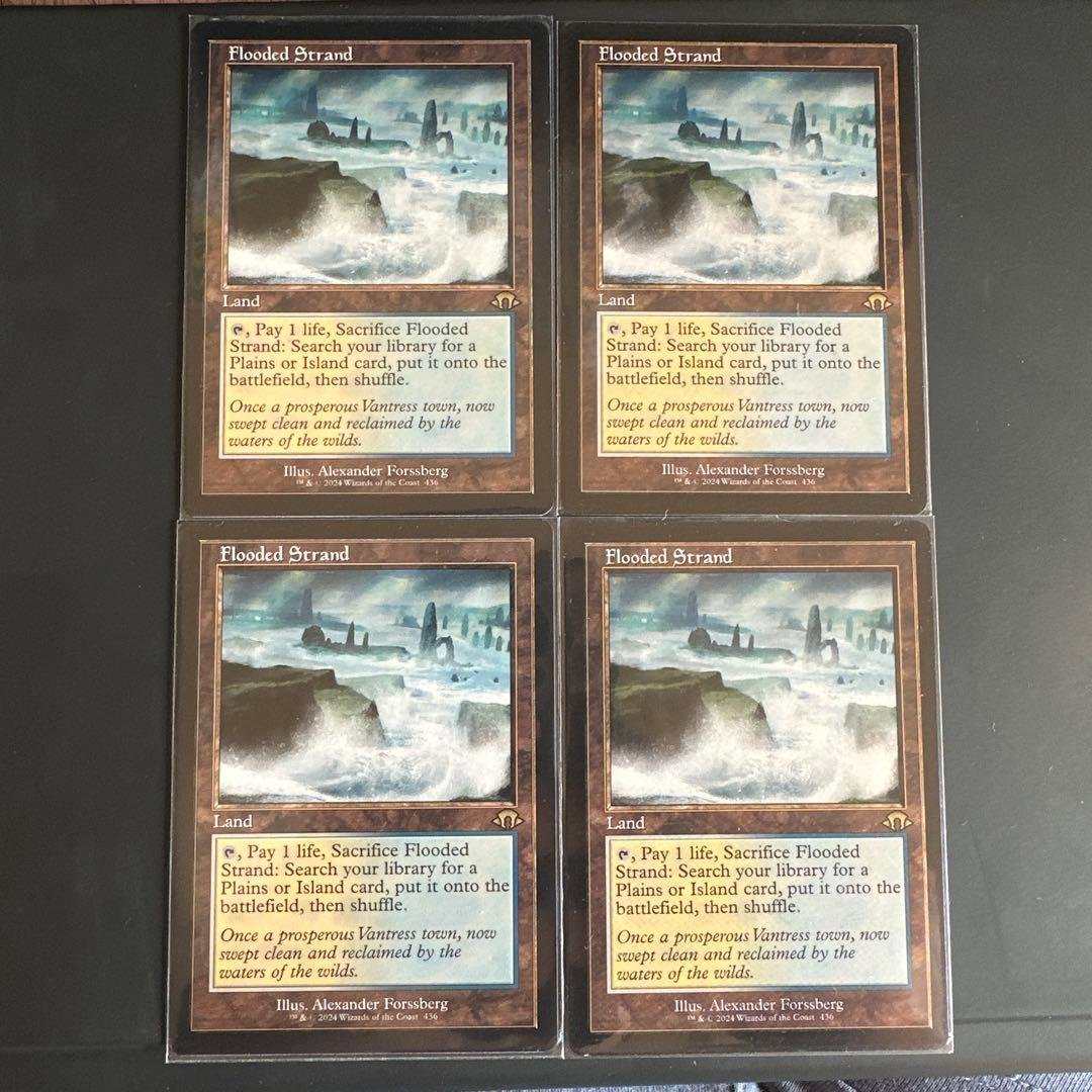 MTG 旧枠　溢れかえる岸辺　4枚セット Foil】(436)□旧枠□《溢れかえる岸辺/Flooded Strand》[MH3-BF] 土地R