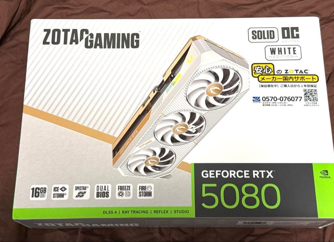 ZOTAC GAMING GeForce RTX 5080 16GB 新品未開封 ZOTAC GAMING GeForce RTX 5080 SOLID OC White 16GB GDDR7