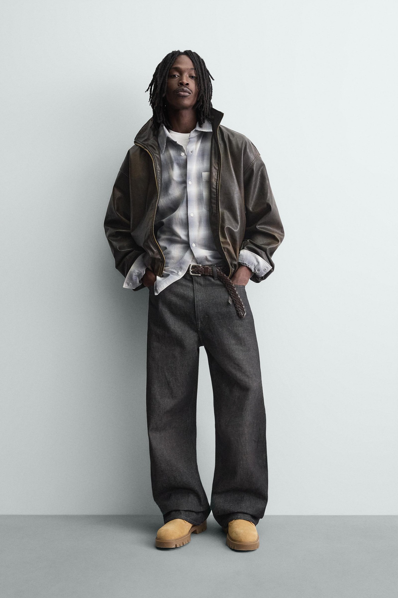 ウォッシュド フェイクレザー ジャケット - ブラウン | ZARA Japan / 日本