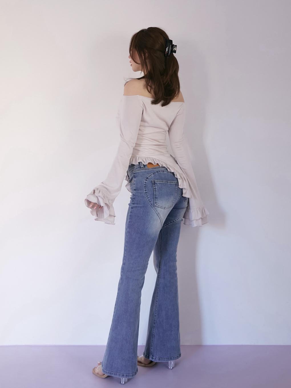 ANDMARY】Heart hip flare denim