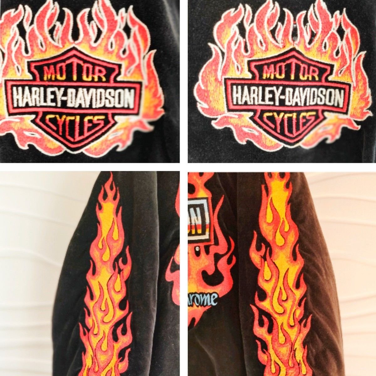 ハーレーダビッドソン (Harley Davidson) 90s ベロア 刺繍ロゴ