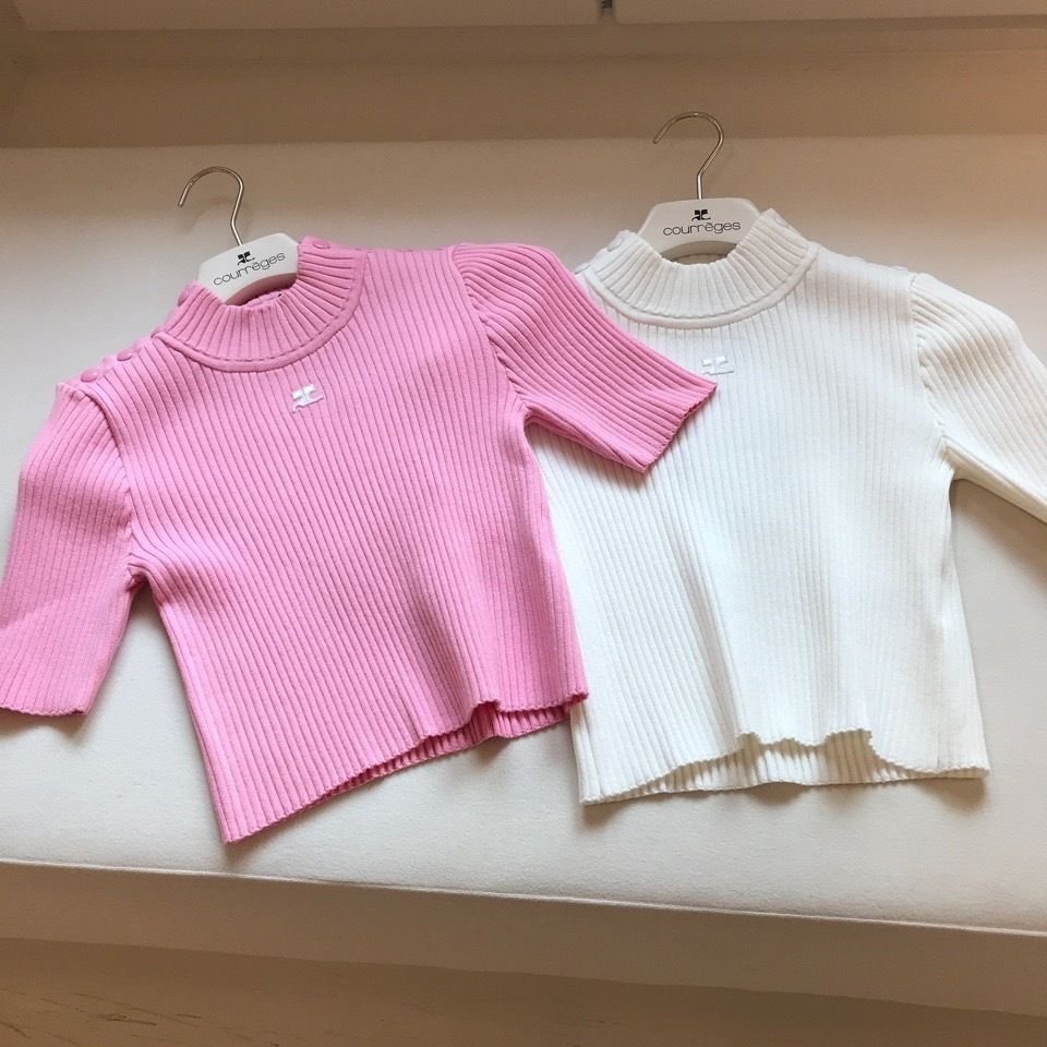 パリ直営店買付！【COURREGES】クロップド半袖ニット 肩スナップ