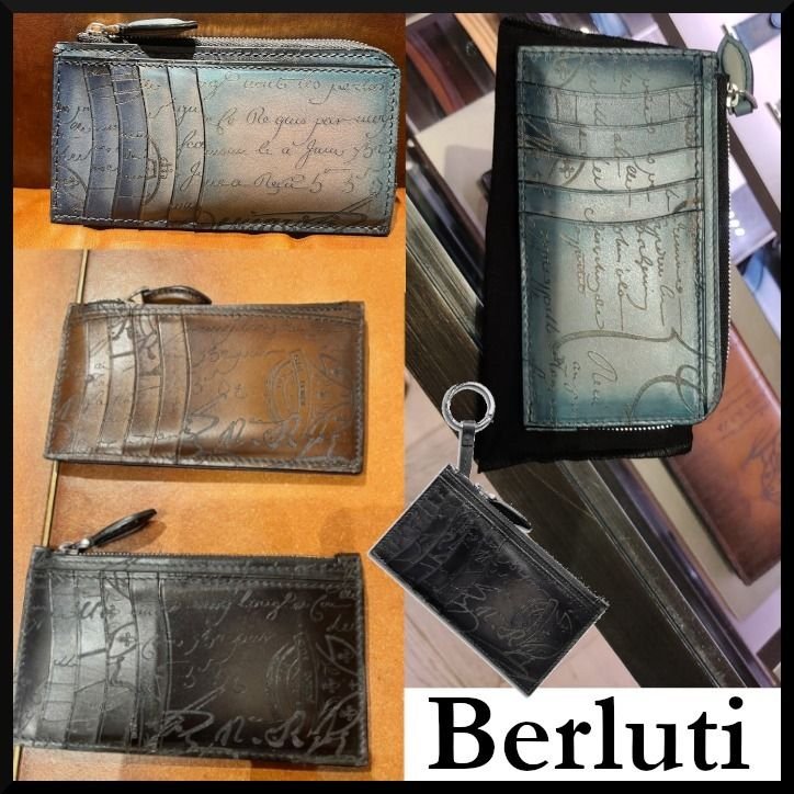 BERLUTI】Koa Maxi Scritto レザー ジップ カードホルダー (Berluti