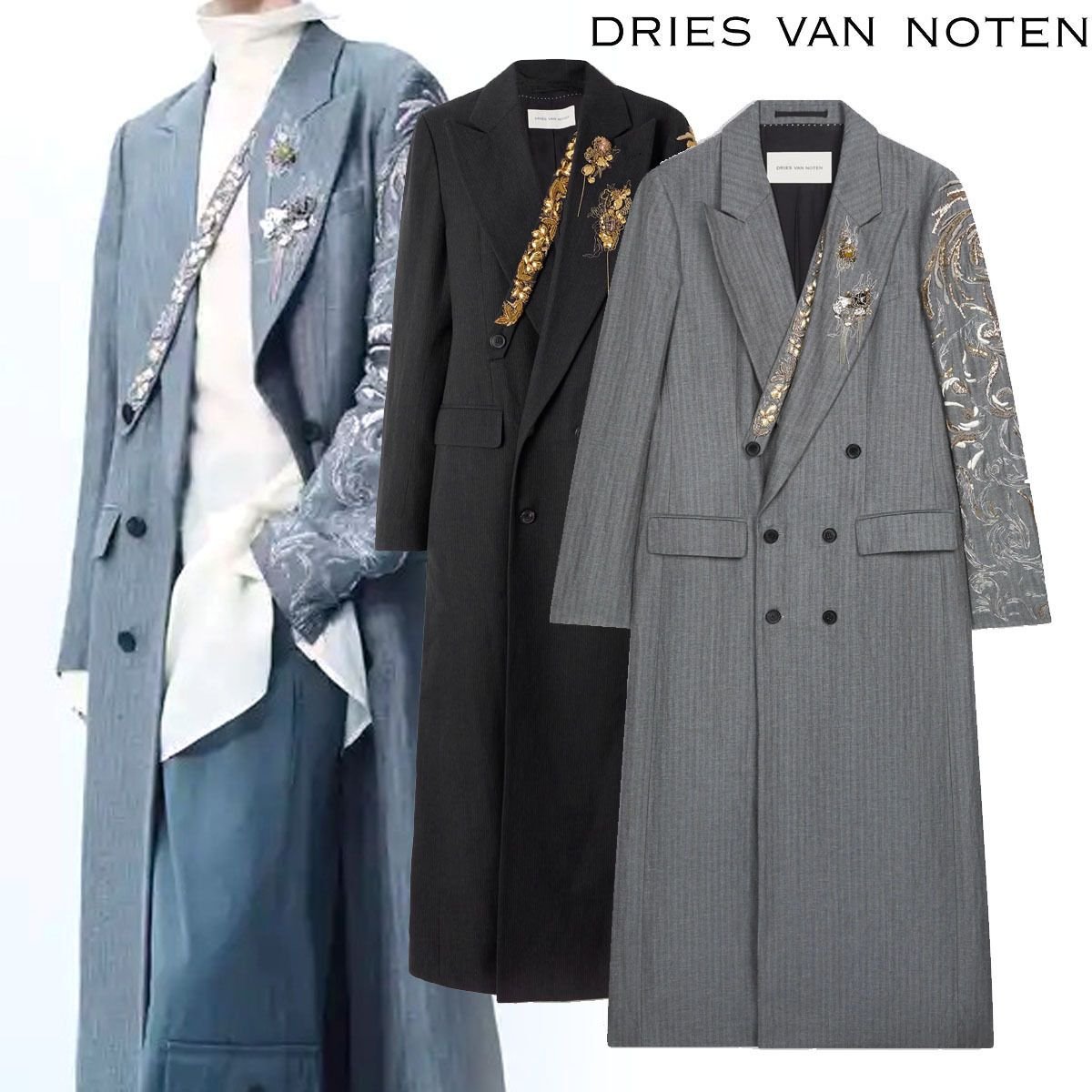 DRIES VAN NOTEN 刺繍入りコート Razon ランウェイ (Dries Van Noten