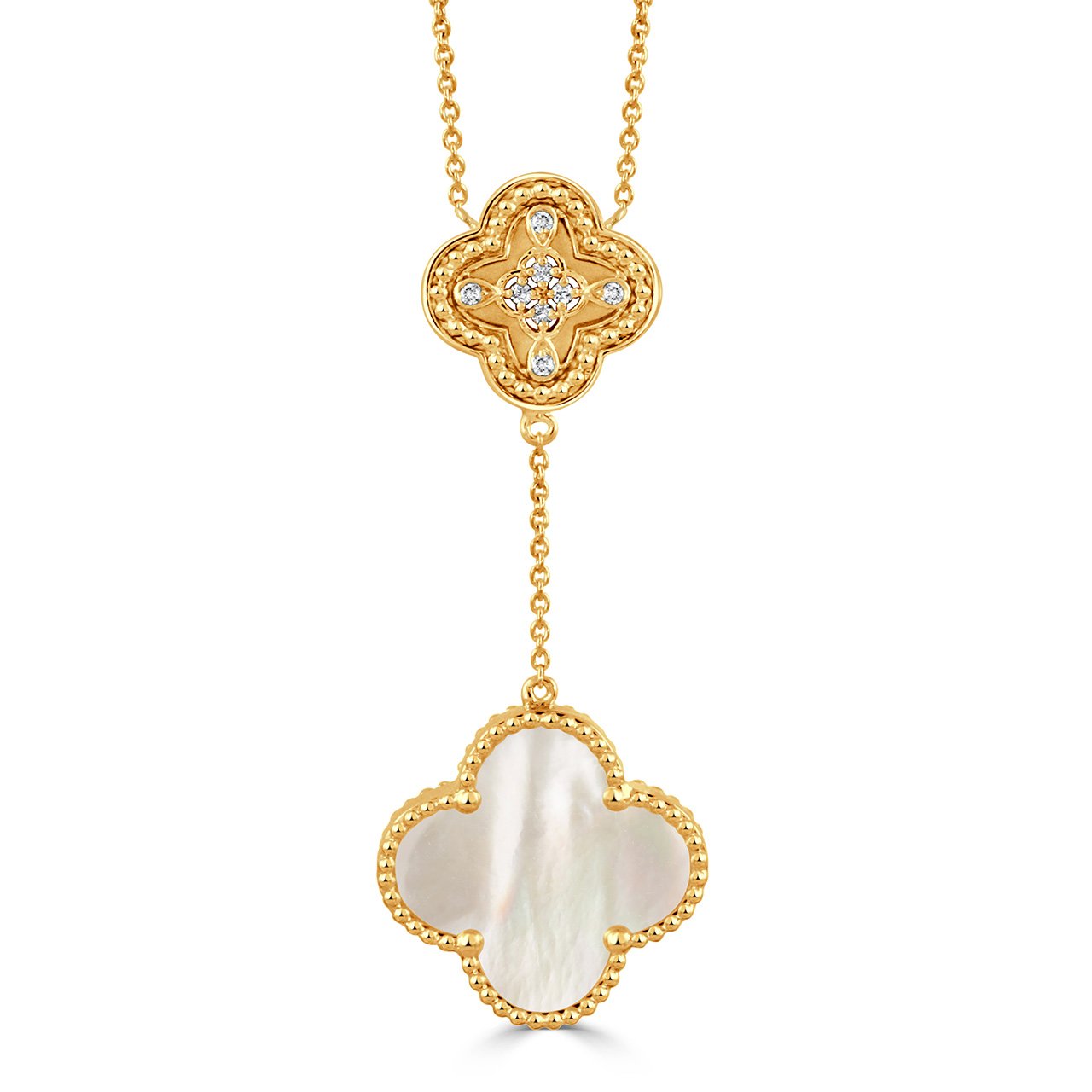 Doves by Doron Paloma 18K Gold Diamond Alhambra Mother of Pearl