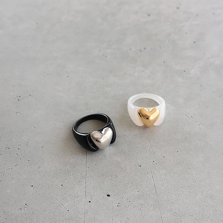 R-383) アクリルハートリング | ビーズ・パーツなどのハンドメイド